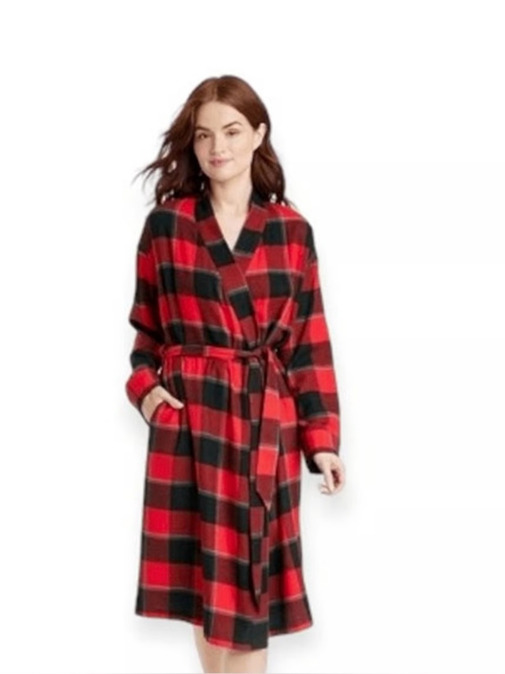 Stars Above Women's Red Buffalo Check Flannel Robe